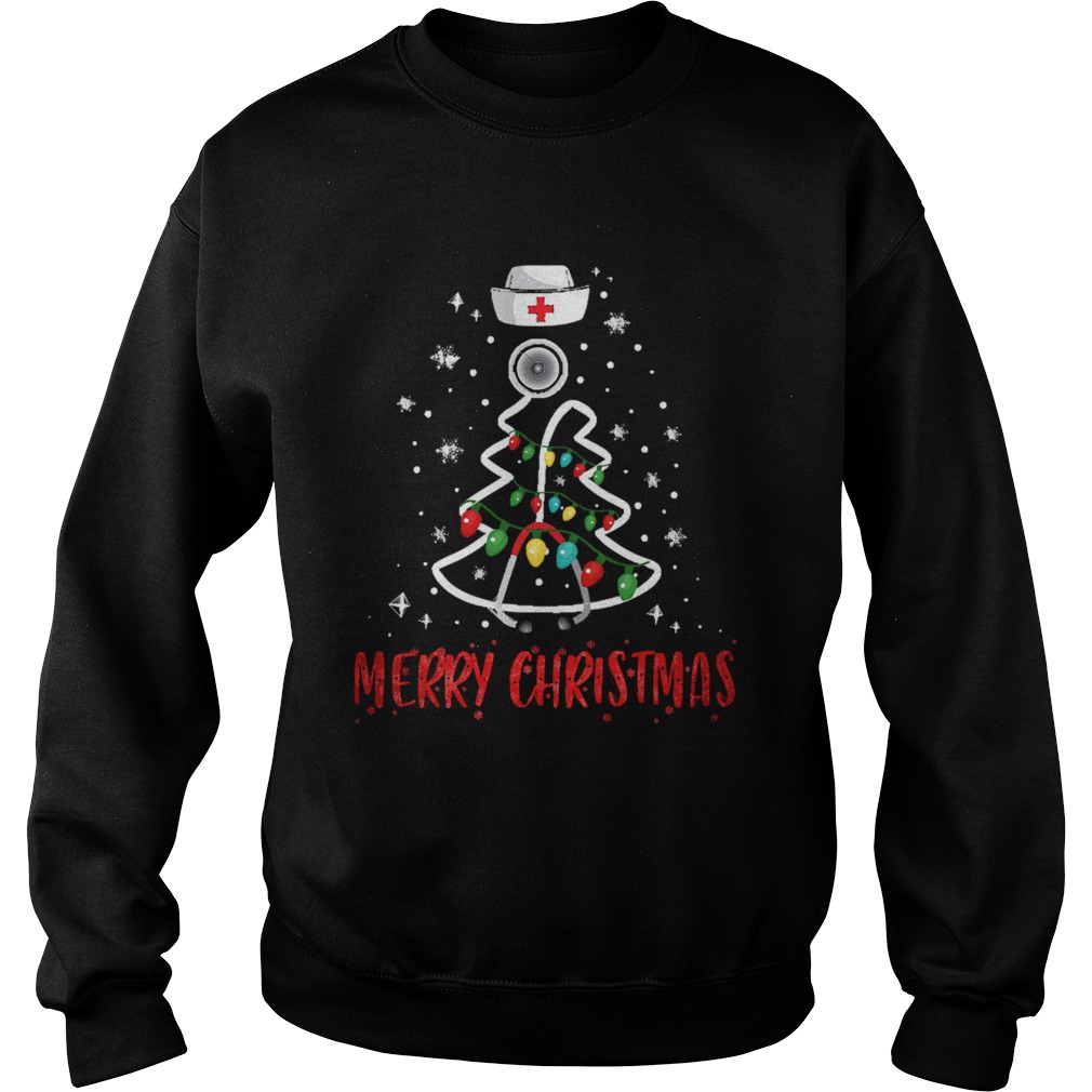 Merry Christmas Nurse Shirt Stethoscope Tree Lights Gift Sweatshirt