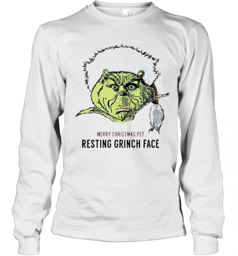 Merry Christmas Pet Resting Grinch Face T-Shirt Long Sleeved T-shirt 