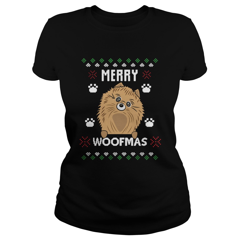Merry Christmas Woofmas Pomeranian Dog Gift Ugly Christmas Classic Ladies