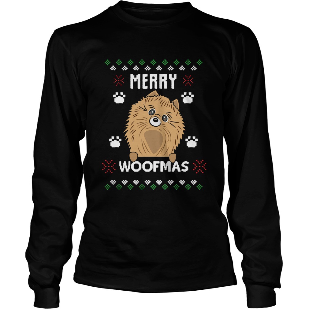 Merry Christmas Woofmas Pomeranian Dog Gift Ugly Christmas Long Sleeve