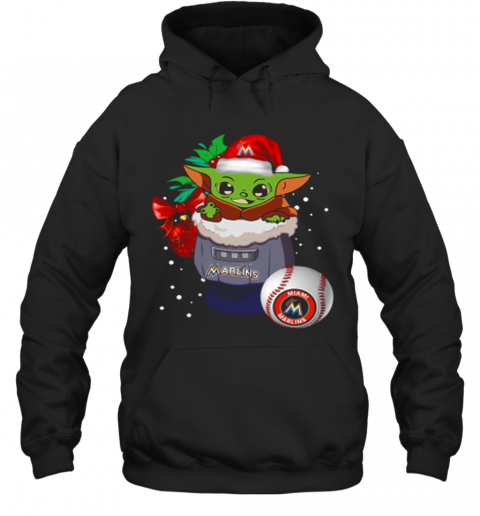 Miami Marlins Christmas Baby Yoda Star Wars Funny Happy MLB T-Shirt Unisex Hoodie