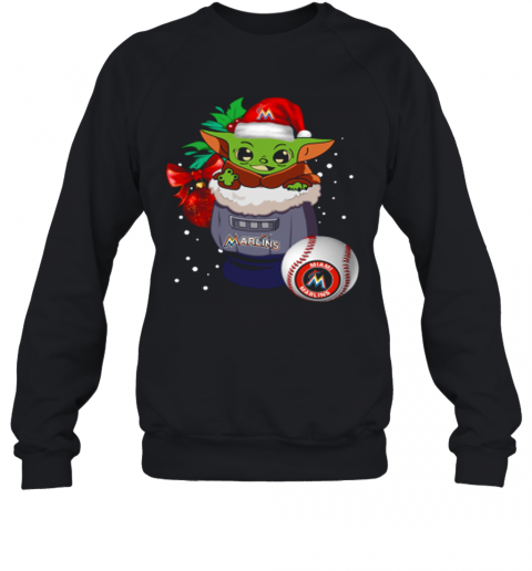 Miami Marlins Christmas Baby Yoda Star Wars Funny Happy MLB T-Shirt Unisex Sweatshirt