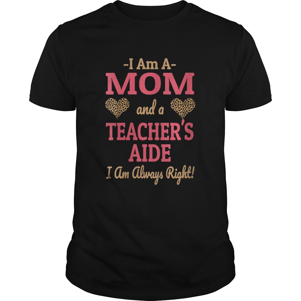 Mom Teachers Aide Leopard Print Hearts shirt