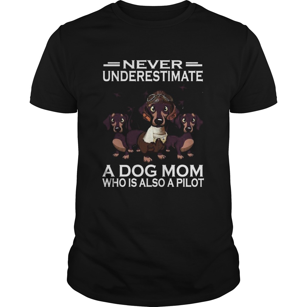 Never Underestimate A Dog Mom Who Is Also A Pilot shirt
