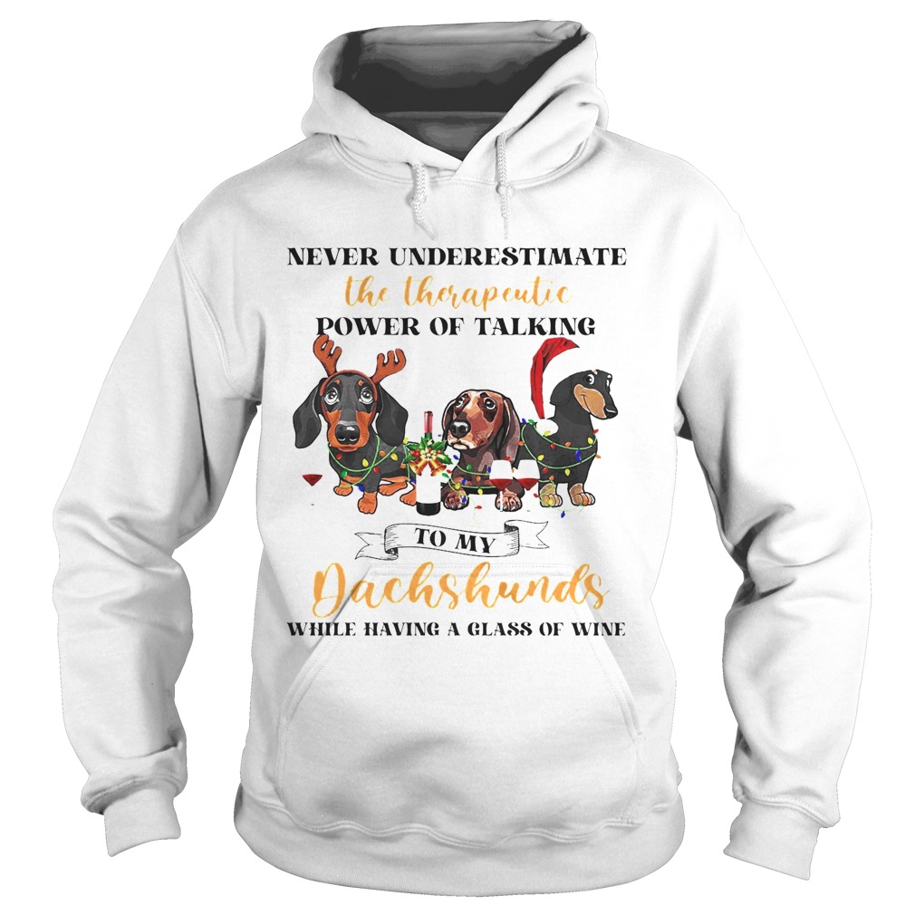 Never Underestimate The Therapeutic Power Of Talking To My Dachshunds While Having A Glass Of Wine Hoodie