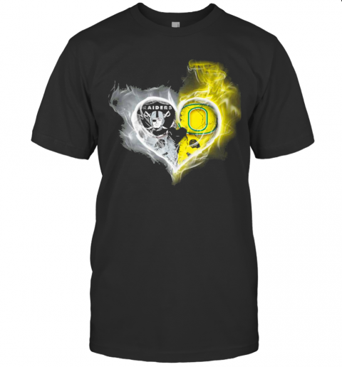 Oakland Raiders Vs Oregon Ducks Skull Love T-Shirt