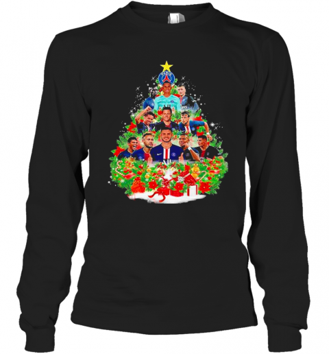 Paris Saint Germain Football Club Christmas Tree T-Shirt Long Sleeved T-shirt 