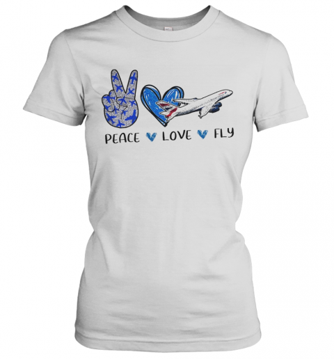 Peace Love Fly Planes Red Heart T-Shirt Classic Women's T-shirt