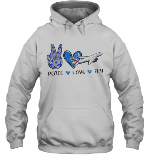 Peace Love Fly Planes Red Heart T-Shirt Unisex Hoodie