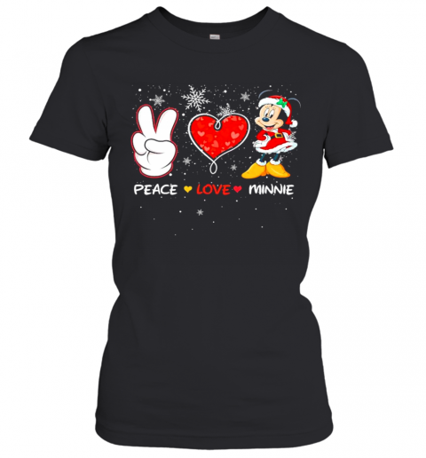 Peace Love Minnie Mouse Santa Merry Christmas T-Shirt Classic Women's T-shirt