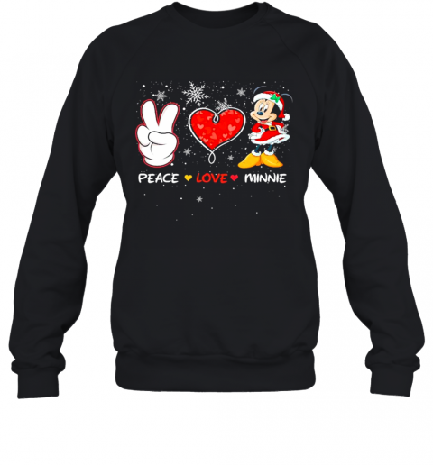 Peace Love Minnie Mouse Santa Merry Christmas T-Shirt Unisex Sweatshirt