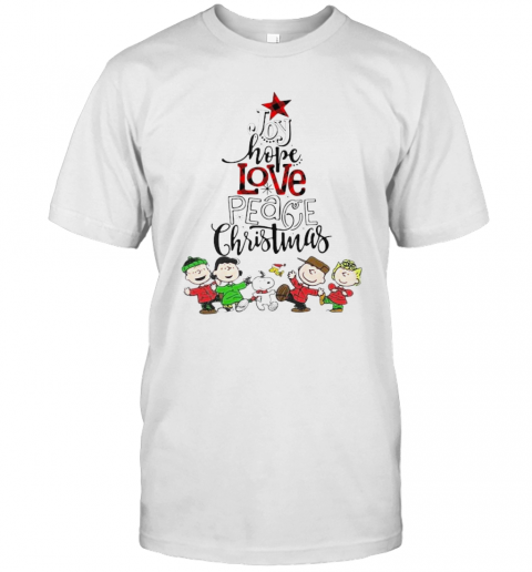 Peanuts Snoopy Woodstock Sally Brown Joy Hope Love Peace Believe Christmas T-Shirt Classic Men's T-shirt