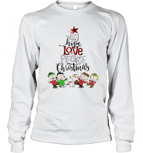 Peanuts Snoopy Woodstock Sally Brown Joy Hope Love Peace Believe Christmas T-Shirt Long Sleeved T-shirt 