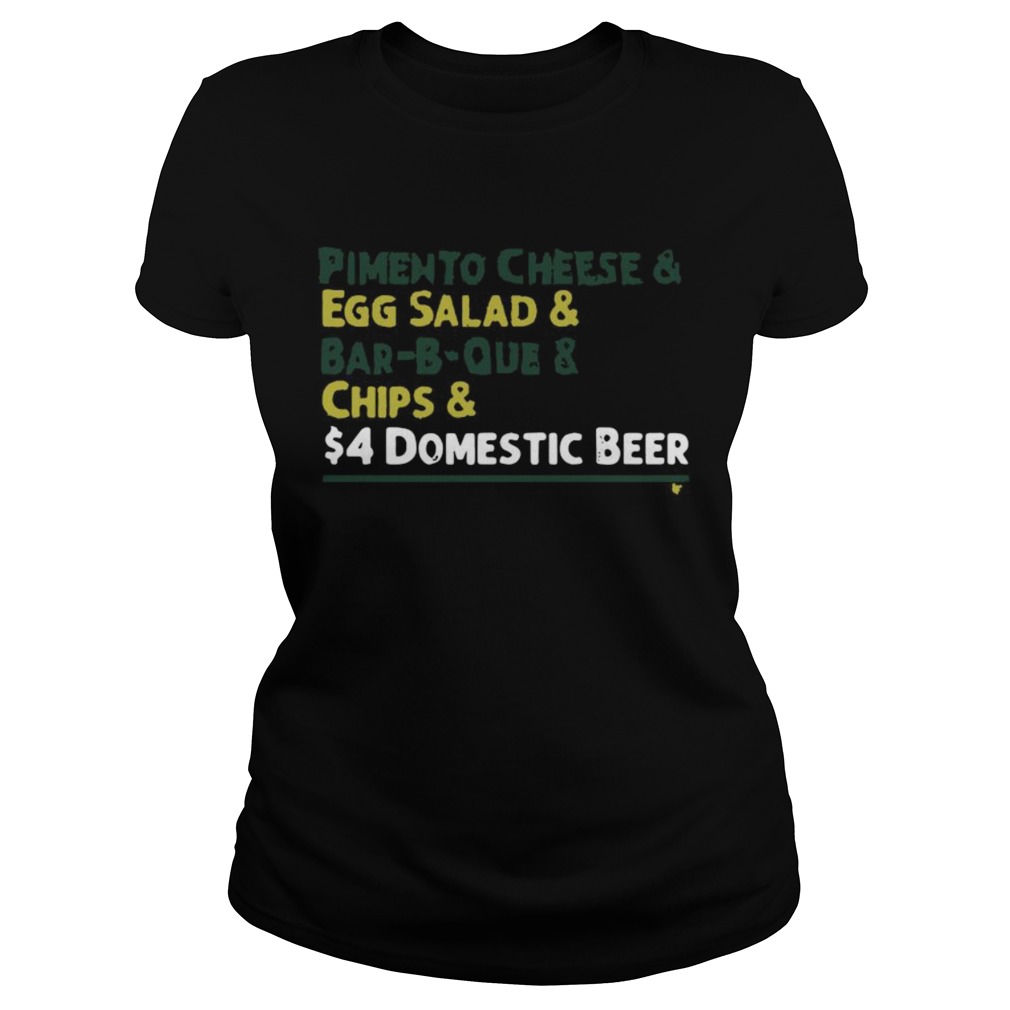 Pimento Cheese And Eff Salad And Barbque And Chips And 4 Domestic Beer Classic Ladies