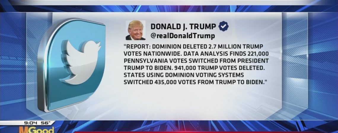 President Trump tweets the Dominion Voting Systems deleted millions of votes for him