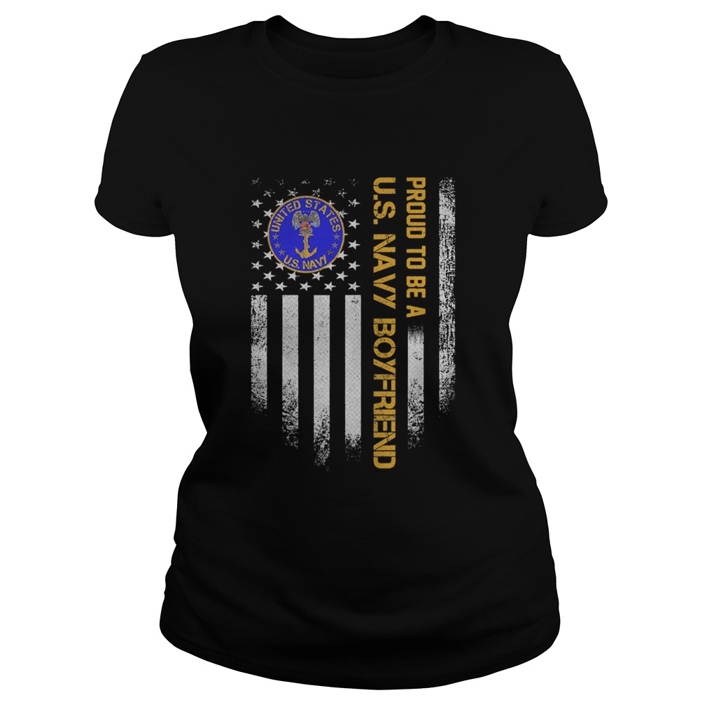 Proud to be a us navy boyfriend vintage american flag Classic Ladies