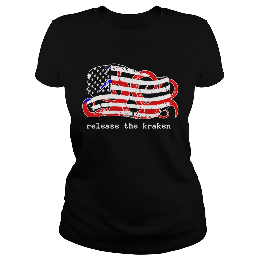 Release The Kraken Red White Blue Distressed American Flag Classic Ladies