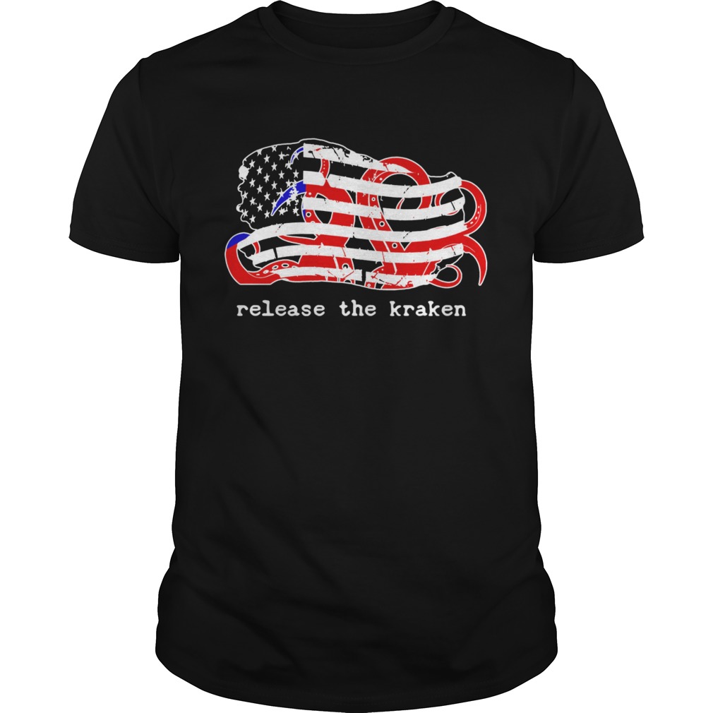 Release The Kraken Red White Blue Distressed American Flag shirt
