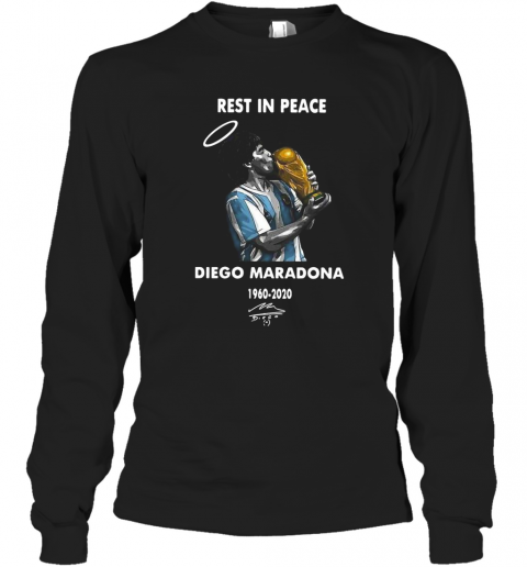 Rest In Peace Diego Maradona 1960 2020 Signature T-Shirt Long Sleeved T-shirt 