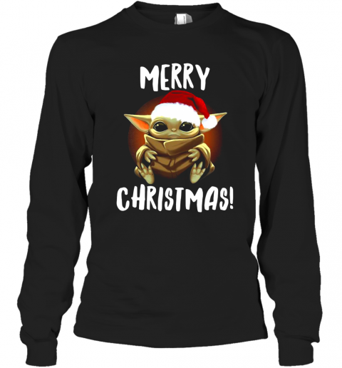 Santa Baby Yoda Merry Christmas T-Shirt Long Sleeved T-shirt 