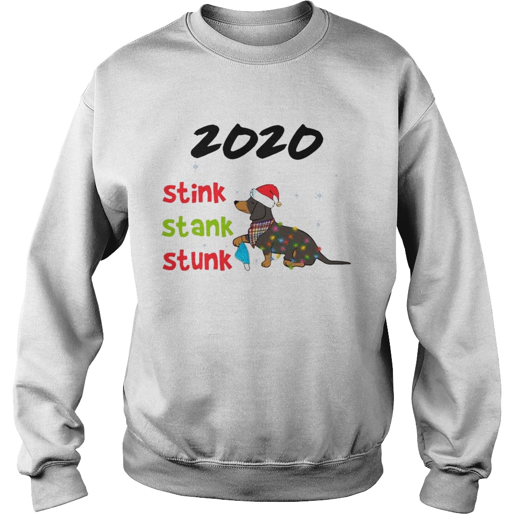 Santa Dachshund Holding Mask 2020 Stink Stank Stunk Merry Christmas Sweatshirt
