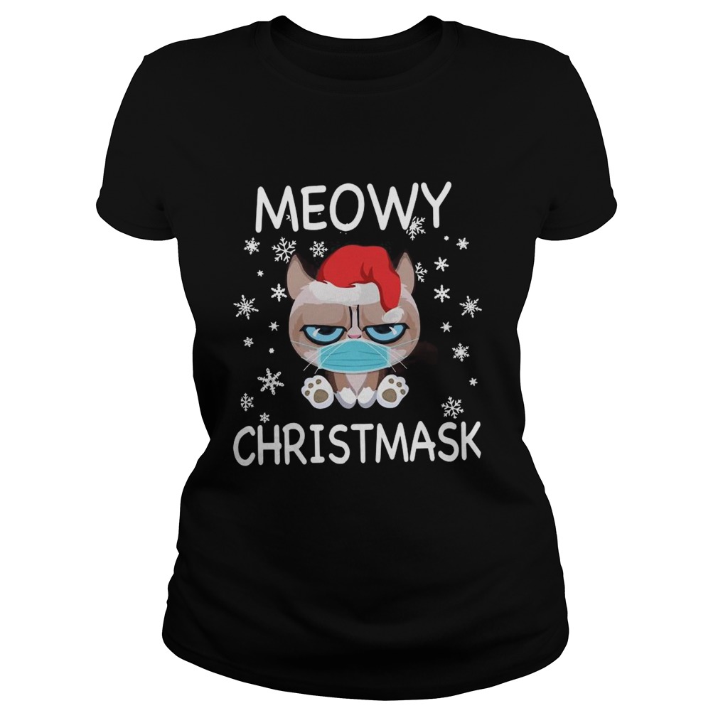 Santa Grumpy Cat Face Mask Meowy christmas Classic Ladies