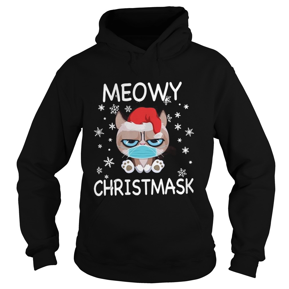 Santa Grumpy Cat Face Mask Meowy christmas Hoodie