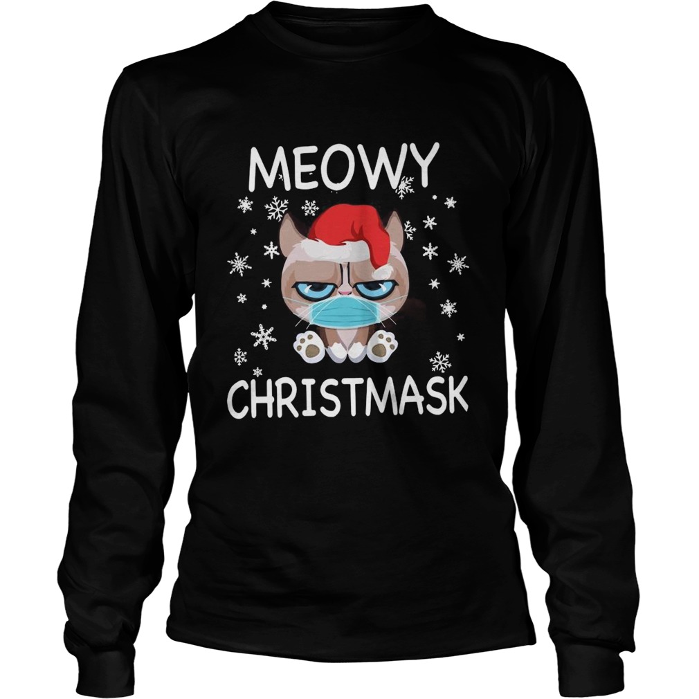 Santa Grumpy Cat Face Mask Meowy christmas Long Sleeve