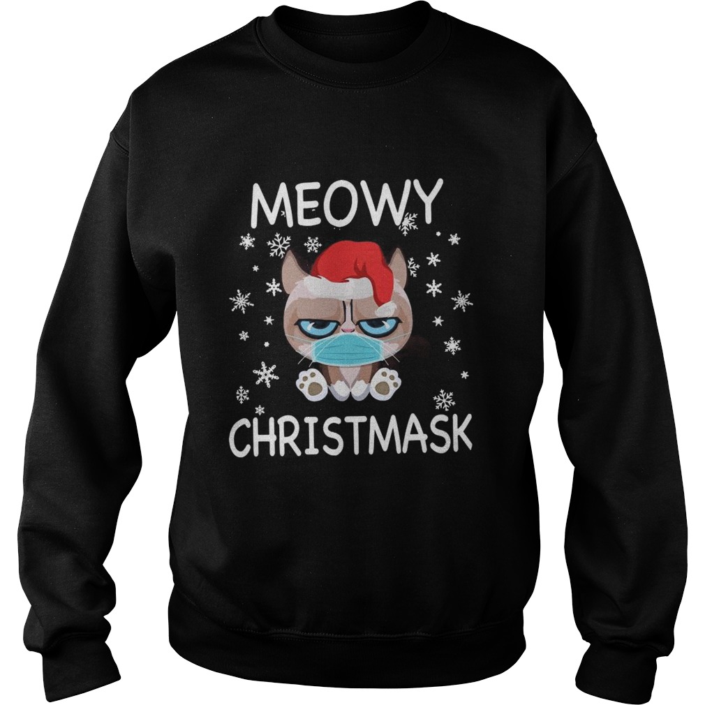 Santa Grumpy Cat Face Mask Meowy christmas Sweatshirt