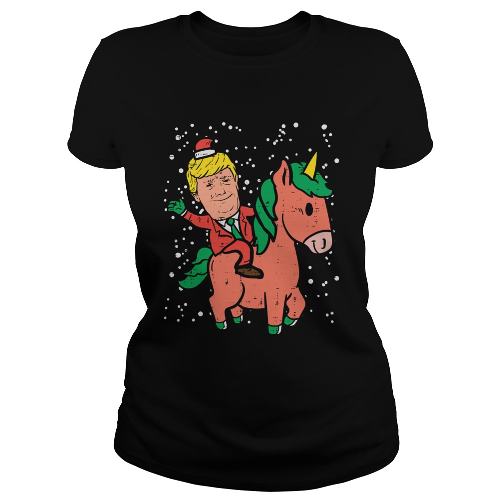 Santa Trump Riding Unicorn Funny Christmas Xmas Classic Ladies