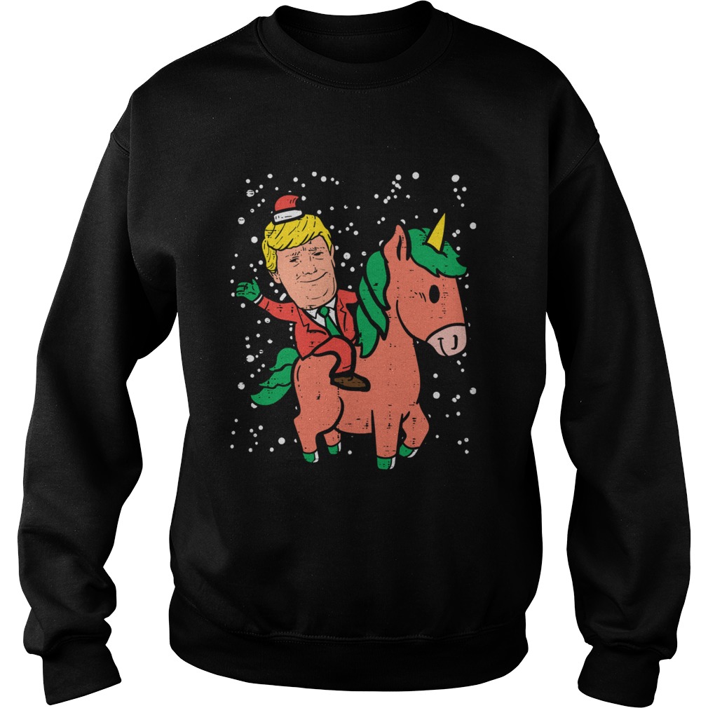 Santa Trump Riding Unicorn Funny Christmas Xmas Sweatshirt