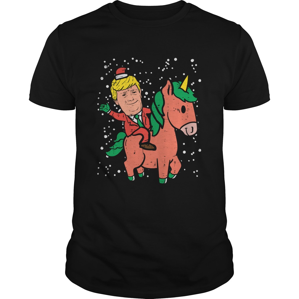 Santa Trump Riding Unicorn Funny Christmas Xmas shirt