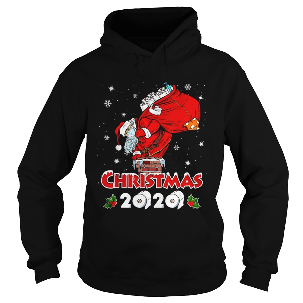 Santa With Face Mask Quarantine Christmas 2020 Toilet Papers Hoodie