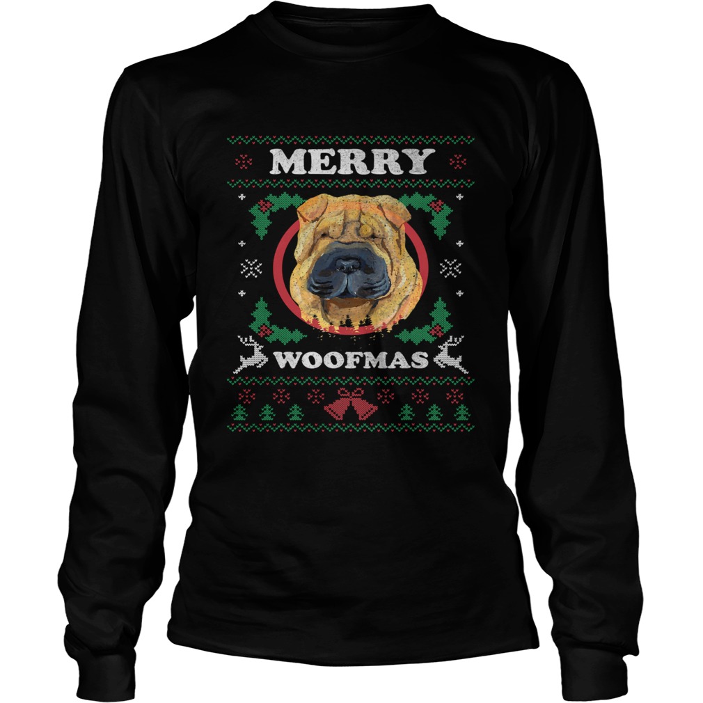 Shar Pei Dog Merry Woofmas Ugly Christmas Long Sleeve