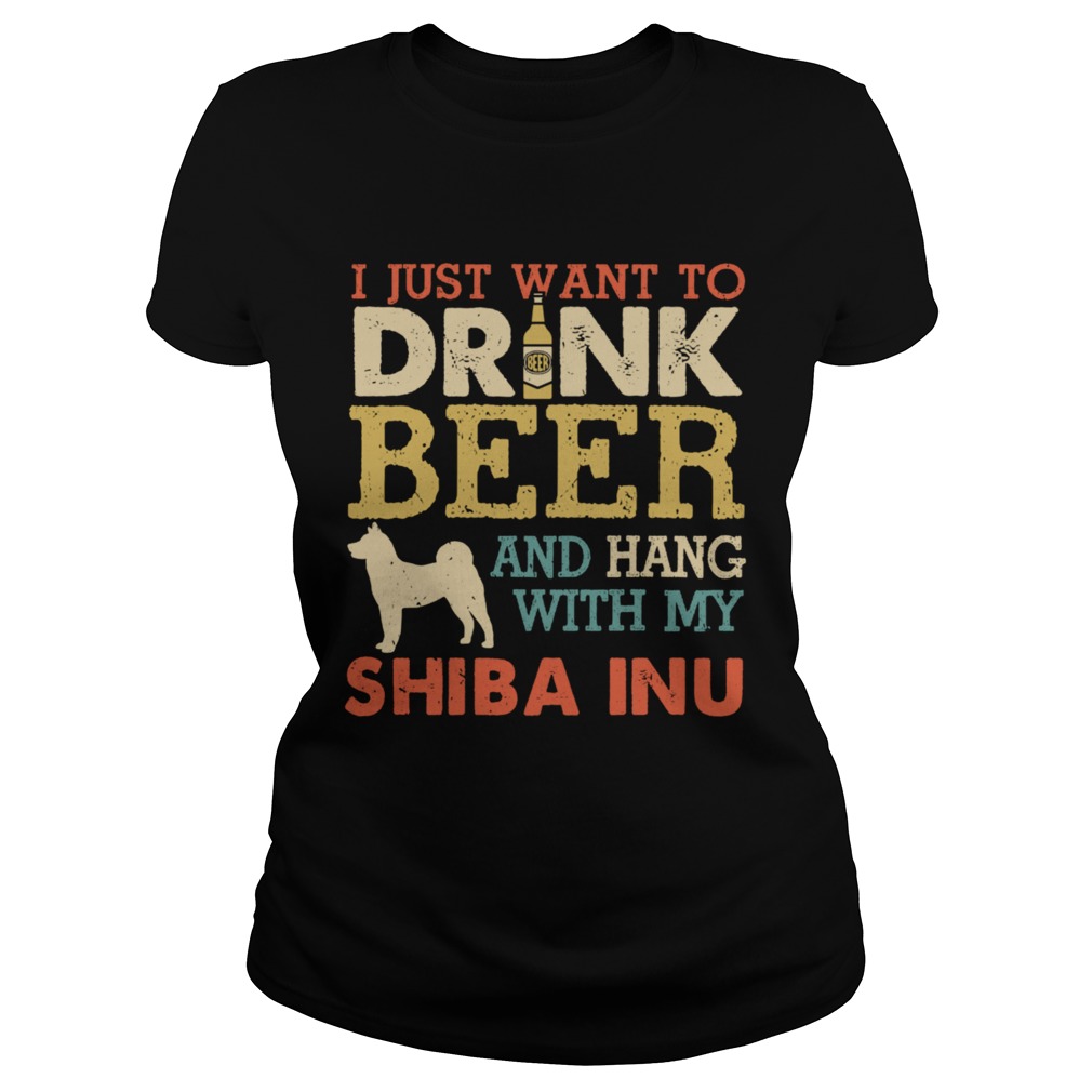 Shiba Inu Dad Drink Beer Hang With Dog Vintage Classic Ladies