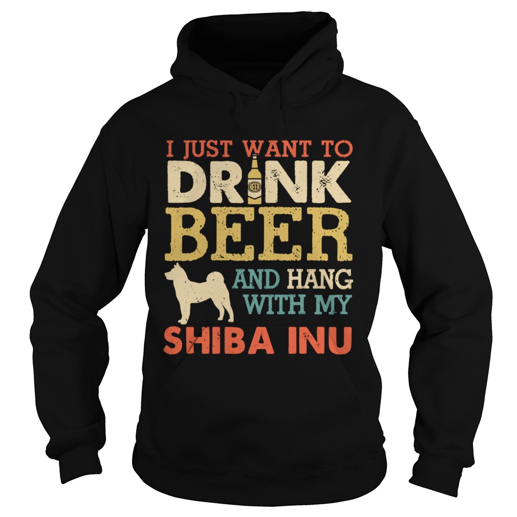 Shiba Inu Dad Drink Beer Hang With Dog Vintage Hoodie