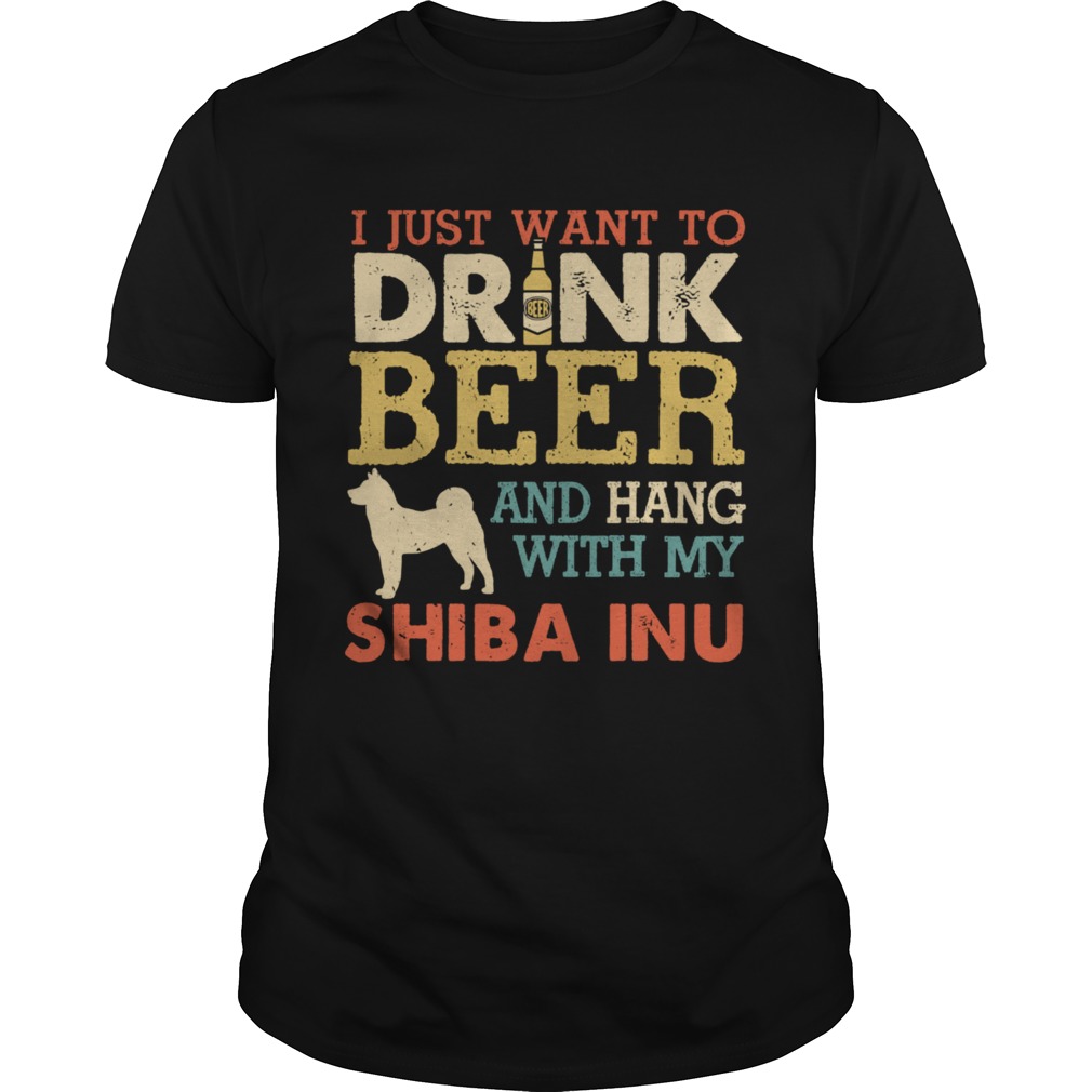 Shiba Inu Dad Drink Beer Hang With Dog Vintage shirt