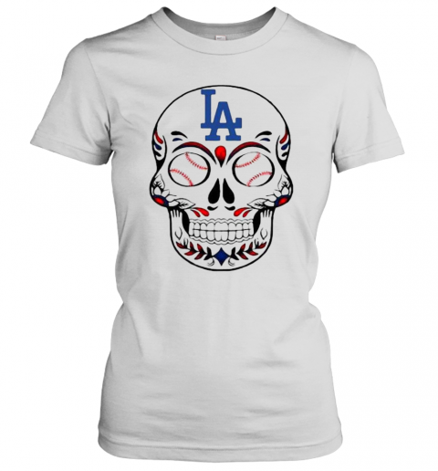 Skull Los Angeles LA Dodgers Logo Baseball T-Shirt Classic Women's T-shirt