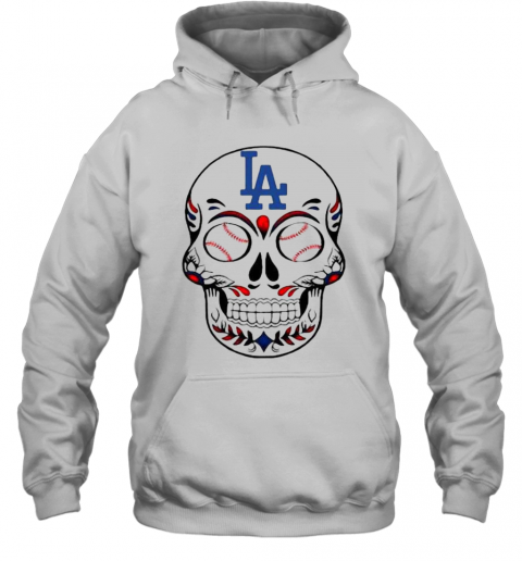 Skull Los Angeles LA Dodgers Logo Baseball T-Shirt Unisex Hoodie