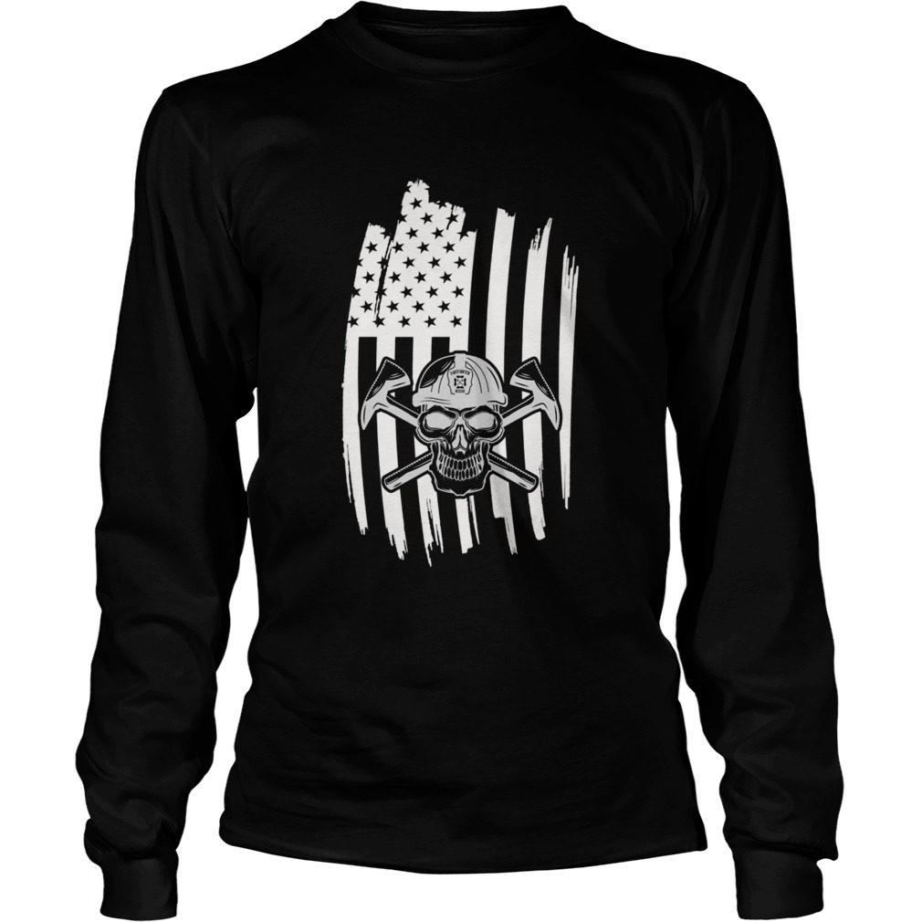 Skull USA Flag American Themed Decor Long Sleeve
