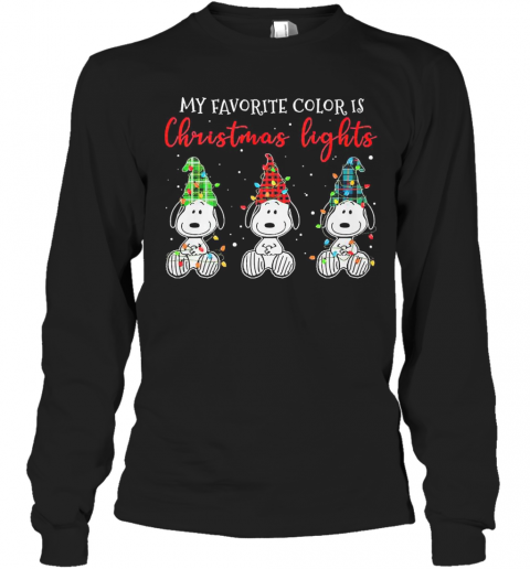 Snoopy My Favorite Color Is Christmas Lights T-Shirt Long Sleeved T-shirt 