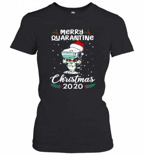 Snoopy Santa Wear Mask Merry Quarantine Christmas 2020 T-Shirt Classic Women's T-shirt