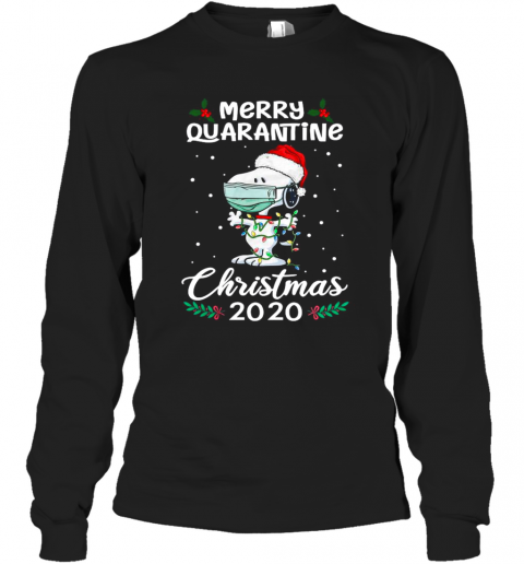 Snoopy Santa Wear Mask Merry Quarantine Christmas 2020 T-Shirt Long Sleeved T-shirt 