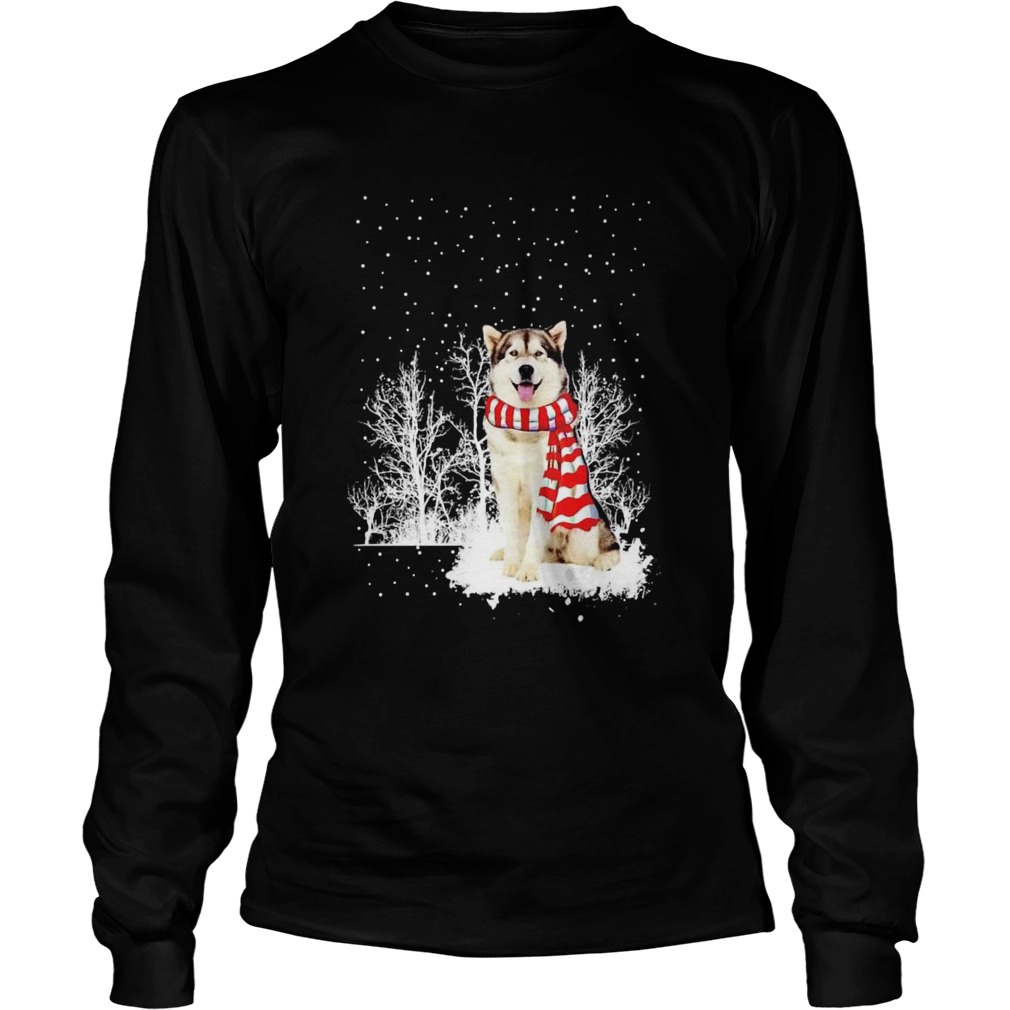 Snow Merry Christmas Scarf Alaskan Malamute Sweater Premium Long Sleeve