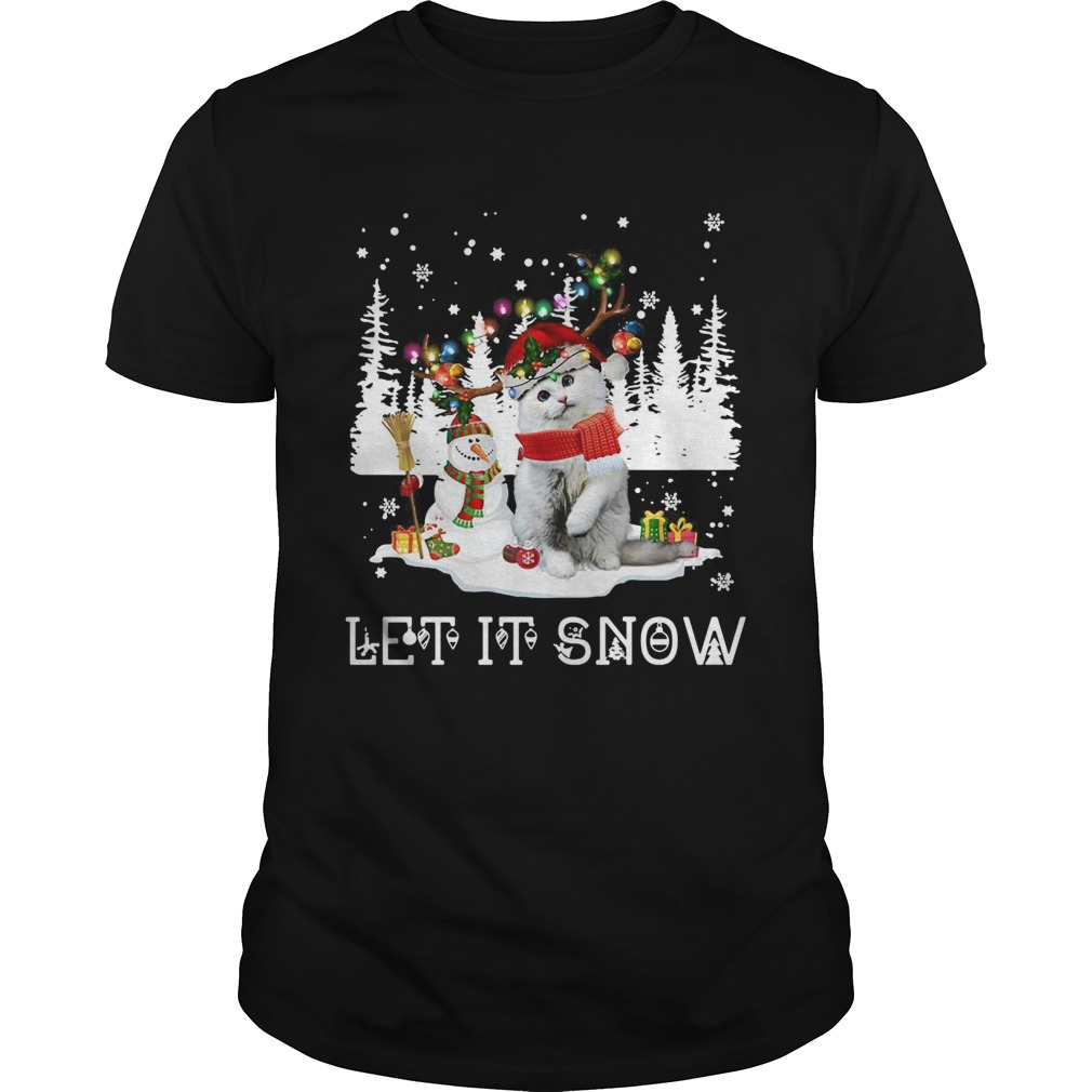 Snowman And Cat Let It Snow Ugly Christmas shirt