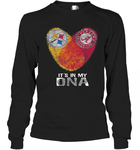 Steelers Alabama Crimsontide It'S In My Dna Heart Fingerprints T-Shirt Long Sleeved T-shirt 