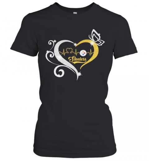 Steelers Butterflies Heart Beat T-Shirt Classic Women's T-shirt