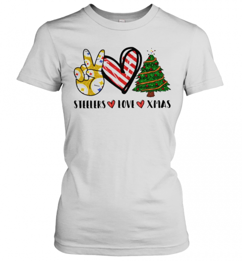 Steelers Love Xmas Christmas Tree Heart T-Shirt Classic Women's T-shirt