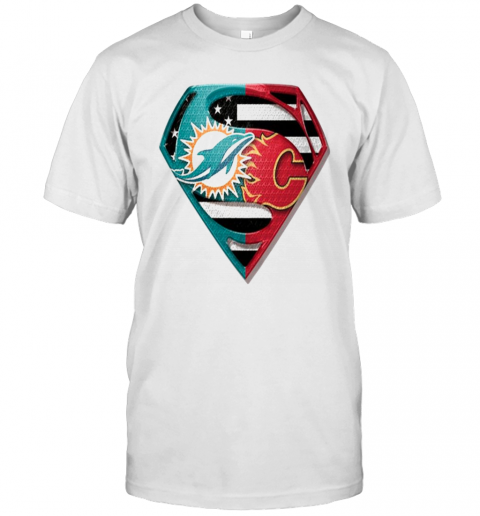 Superman Miami Dolphins Vs Calgary Flames 2020 T-Shirt