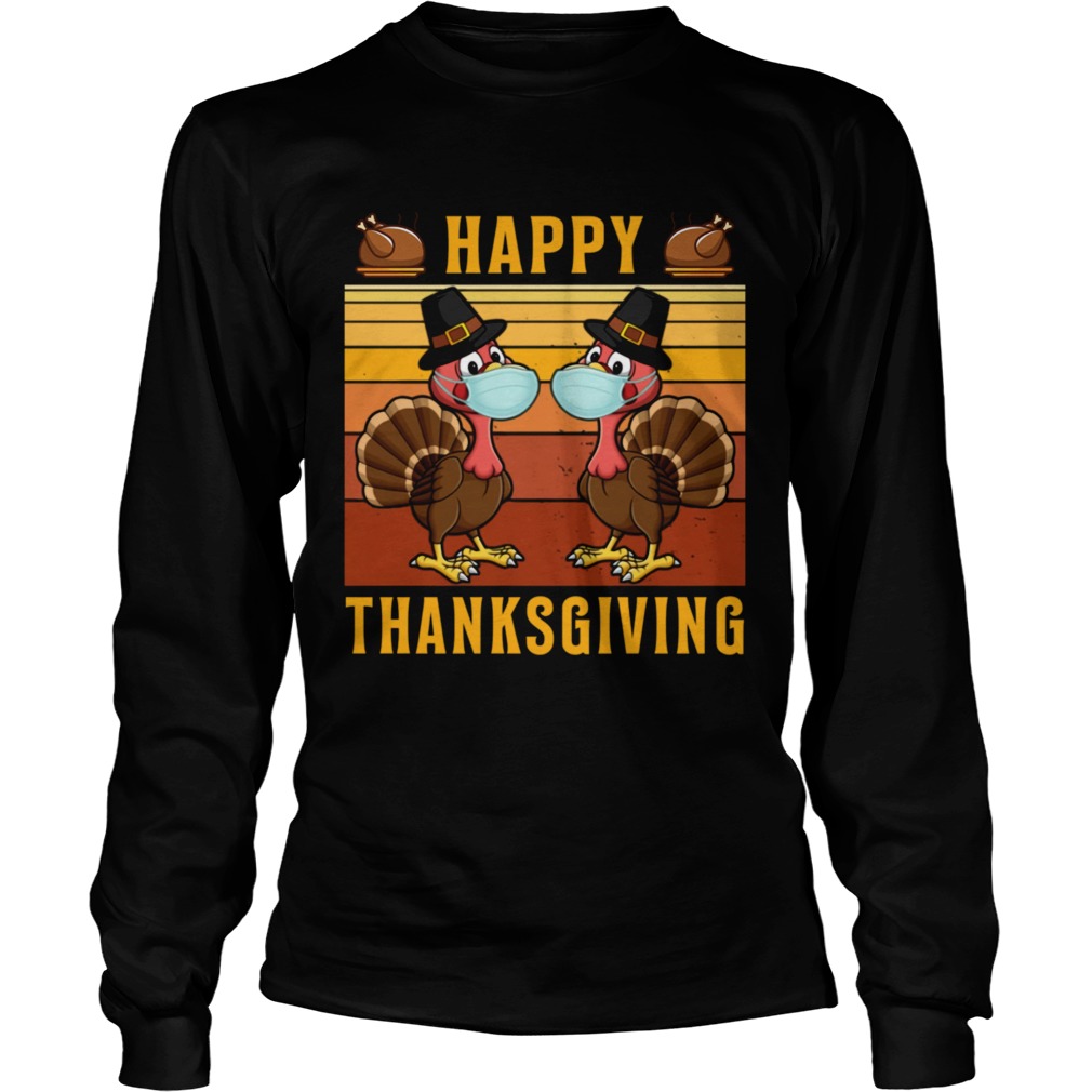 Thanksgiving 2020 Turkey With Mask Retro Vintage Long Sleeve